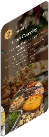 Lisa's Catering website on a phone