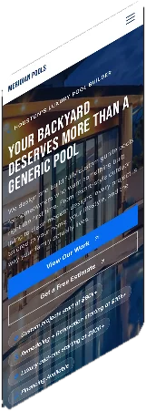 Meridian Pools website on a phone